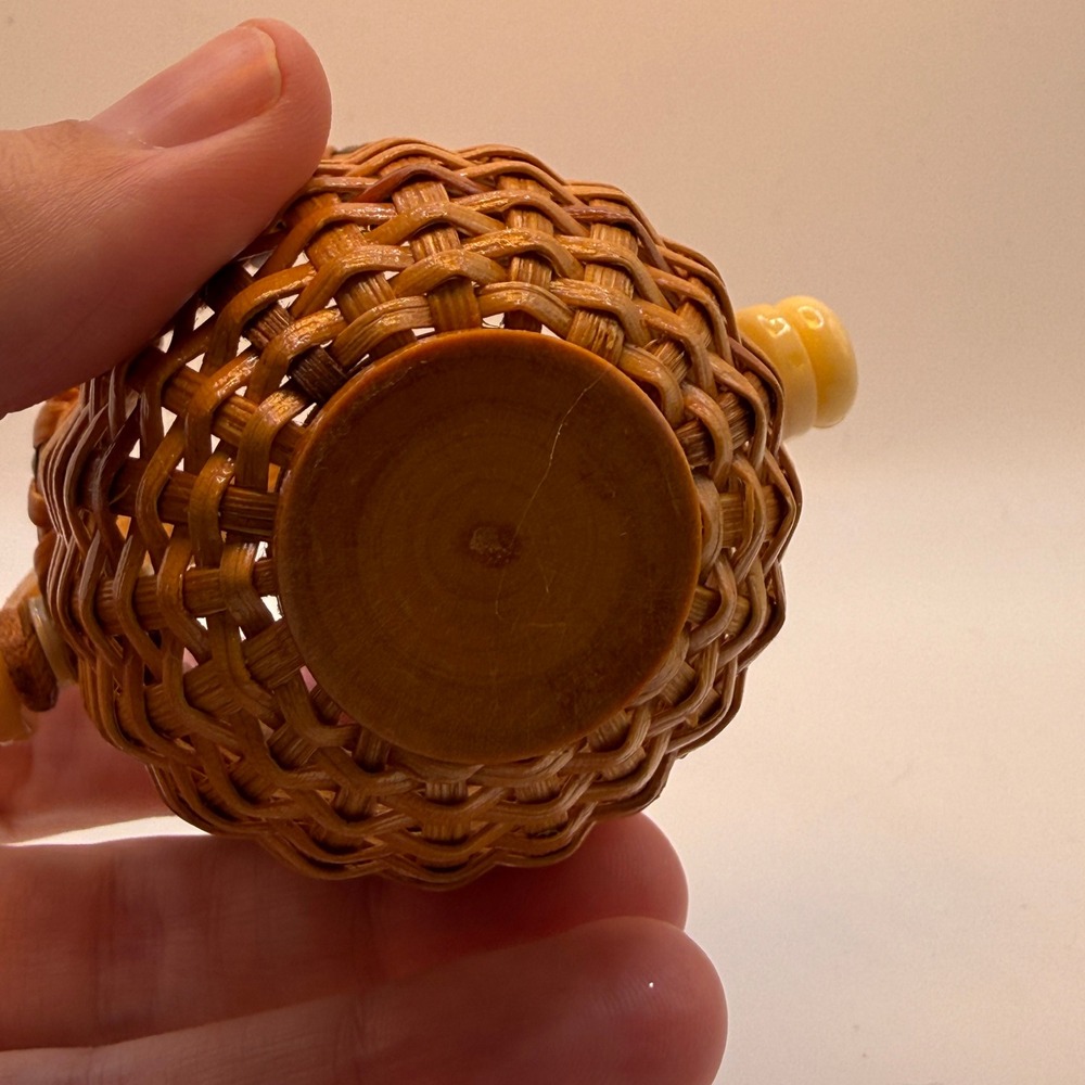 Handmade Nantucket Lightship Basket Miniature Brown Woven Swing Handle Decor - Picture 6 of 11